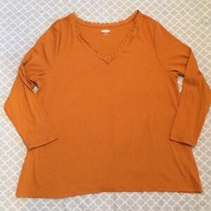 Old Navy Lace Trim V Neck Ribbed Top XXL
